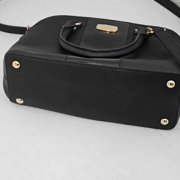 Michael Kors Black Saffiano Leather Center Stripe Dome Satchel - Picture 5 of 11